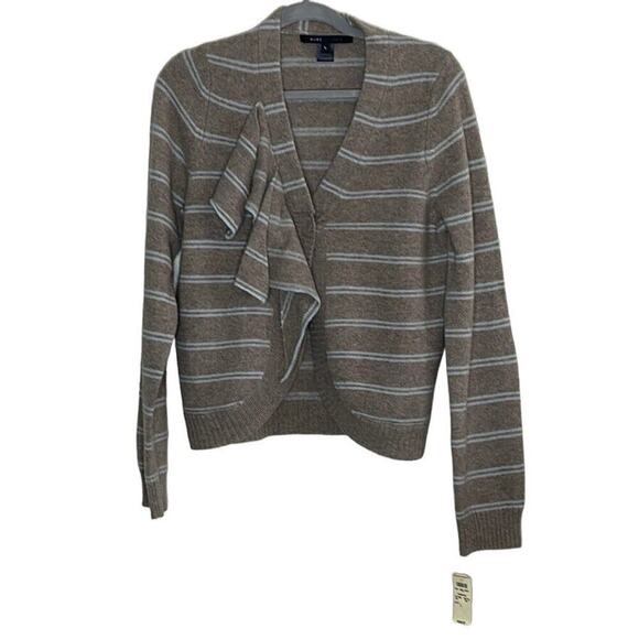 MARC JACOBS 100% Lambswool Striped Cardigan with‎ Ruffle Size L New - Picture 1 of 7